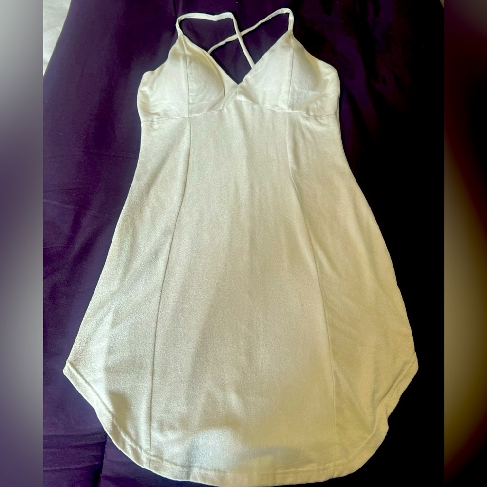New Slightly Used Small White Strappy Mini U Shape Dress